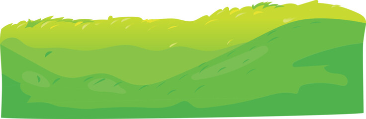 Obraz premium curved green hillside, flat cartoon landscape vector for outdoor nature, background, park, or illustration design