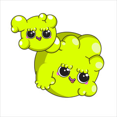 Funny cartoon bubble characters isolated on a white background. Two cute vector mascots.