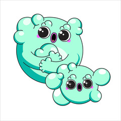 Funny cartoon bubble characters isolated on a white background. Two cute vector mascots.