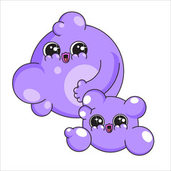 Funny cartoon bubble characters isolated on a white background. Two cute vector mascots.
