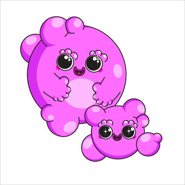 Funny cartoon bubble characters isolated on a white background. Two cute vector mascots.
