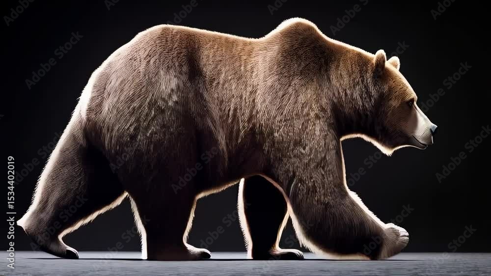 Poster Realistic bear in motion: walking sequence in stylized animation