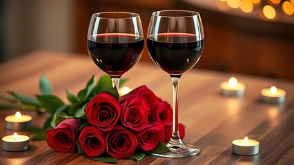 A romantic celebration with champagne, red wine, and roses on a festive table
"Generated using Raphael AI (free version with commercial use rights)"