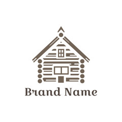 Real estate company logo with a house icon representing property business and construction design. Timber House Logo.