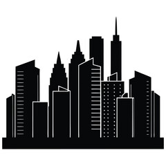 Fototapeta premium Majestic Cityscape Silhouette Urban Skyline Illustration