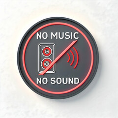 3D no music speaker icon with prohibition sign for mute and sound control vector illustration
