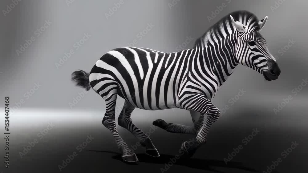 Poster graceful zebra in motion: elegance, movement, and dynamic animation capture