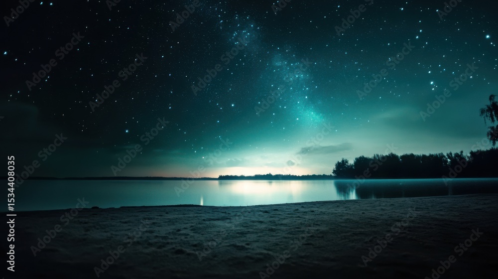 Aufkleber an empty sky filled with tiny distant stars beginning to twinkle as dusk transitions to night.