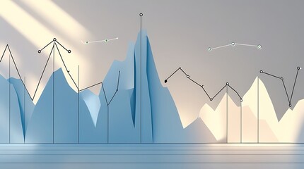 Modern data presentation: Sleek line graph with empty space enhancing clarity and visual impact.