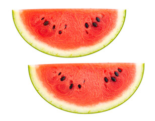 Watermelon slices on white background closeup