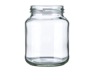 Empty glass jar with screw thread