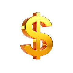 Obraz premium Golden Dollar Sign Symbol Finance Currency Isolated on Transparent Background