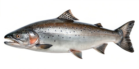 Fototapeta premium A salmon swims gracefully in a pristine freshwater environment, displaying its shimmering scales and streamlined body