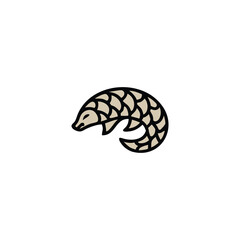 Pangolin Logo. Modern and Minimalist Design of a Rare and Protected Animal Symbol
