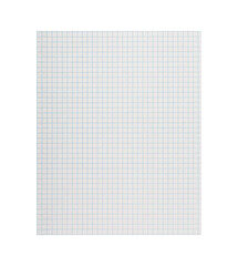 A close-up checkered paper sheet on an isolated white background is perfect for notes, lists, and daily planning tasks with its detailed grid pattern. 