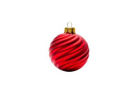 Red Christmas Ornament, Spiral Design, Festive Decoration, Holiday Season, Winter Celebration, Christmas Tree Decor, Sparkling Ornament, Classic Christmas Ball - Powered by Adobe