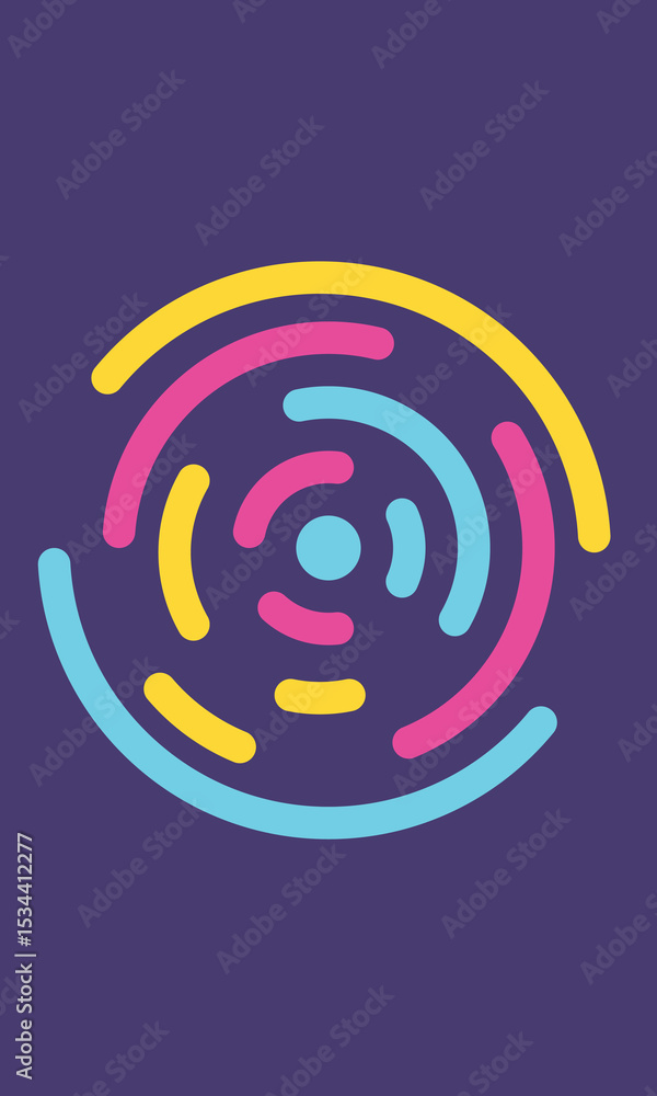 Poster op art vector design illusion of a circle frame. abstract striped textured background. vector art op