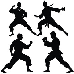 Mastering Martial Arts Silhouettes of Powerful Karate Fighters