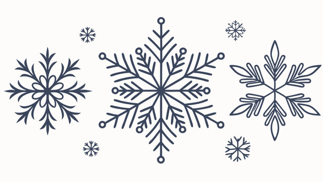 Winter snowflakes pattern set. Christmas holiday season snow frost ice decoration design element vector illustration background.