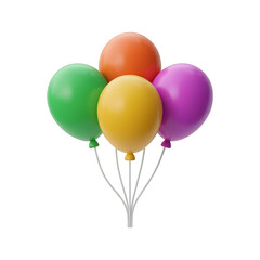 3d colorful balloons isolated on transparent background. Png