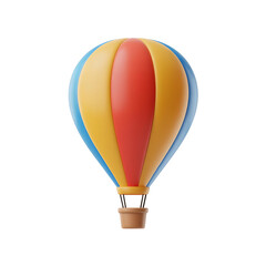 Fototapeta premium 3d hot air balloon isolated on transparent background. Png