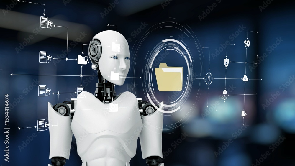 Poster ai organizes folders through virtual assistant sorting, cloud ai systems, and artificial intelligenc