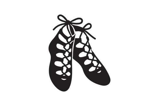 scottish dance shoes silhouette vector art illustration on white background