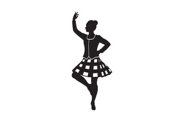 scottish dancer silhouette vector art illustration on white background