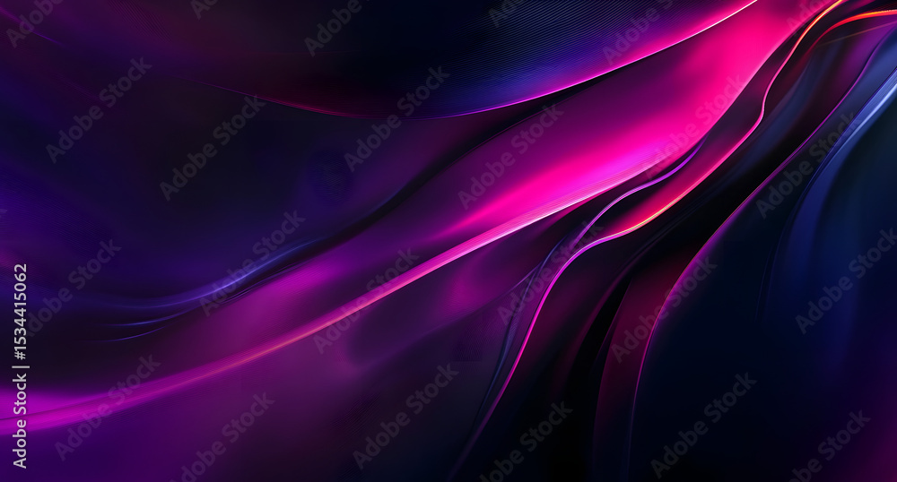 Aufkleber dark abstract background with neon lines and shapes.