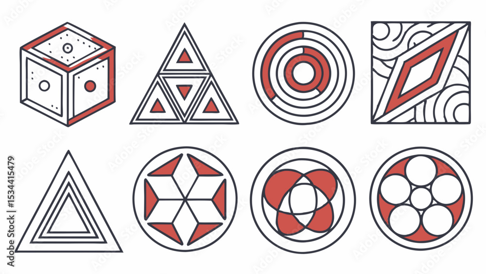 Poster abstract geometric shapes and patterns vector illustration collection set simple modern design eleme