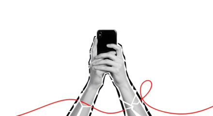 Hands holding phone taking picture photography smartphone mobile device technology black background