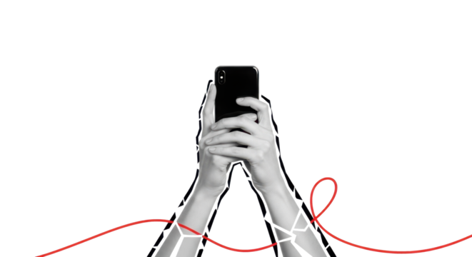 Hands holding phone taking picture photography smartphone mobile device technology black background