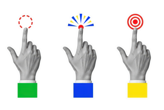 Hands touching interface point click target selection concept ui ux design interaction choice