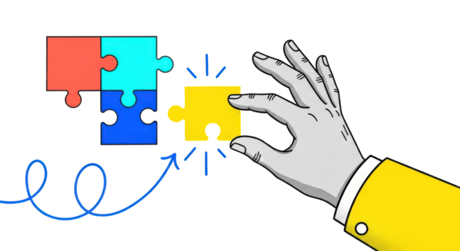 Puzzle pieces teamwork collaboration solution strategy connection jigsaw business concept idea - Powered by Adobe