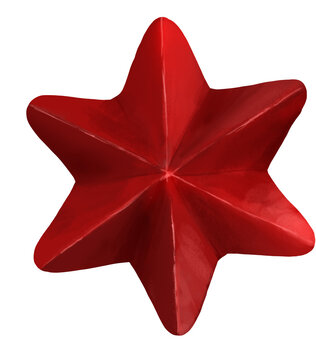 Illustration &eacute;toile d&eacute;coration no&euml;l , fond transparent png, dessin illustr&eacute; fait main , &eacute;toile en rouge satin
