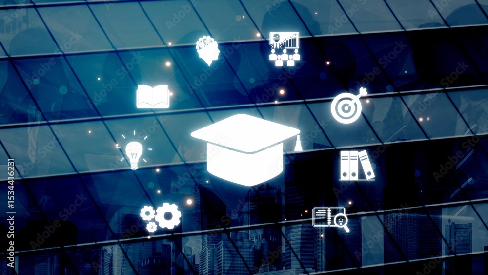 Aufkleber online education boosts access to learning. learn anytime through flexible platforms. education tech