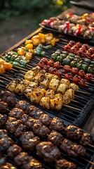 Backyard barbecue with USA flag
