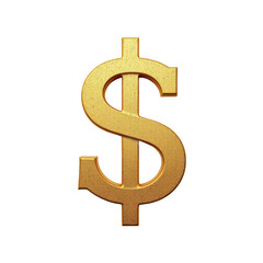Obraz premium Golden Dollar Symbol Isolated on Black Background Representing Wealth and Financial Success in a Minimalist Style on transparent background