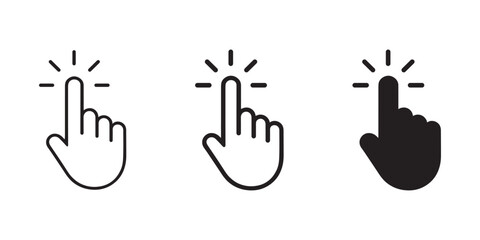 Hand cursor icon set. click icon vector. hand click pointer, Mouse click cursor icon.