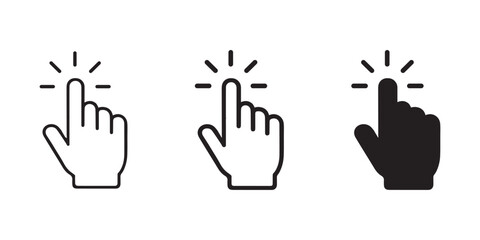Hand cursor icon set. click icon vector. hand click pointer, Mouse click cursor icon.