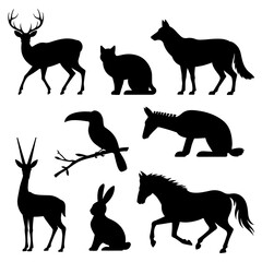 Fototapeta premium Silhouette collection of various animal species art