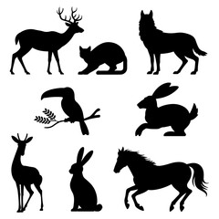Fototapeta premium Silhouette collection of various animal species
