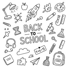 Back to school doodles with educational supplies