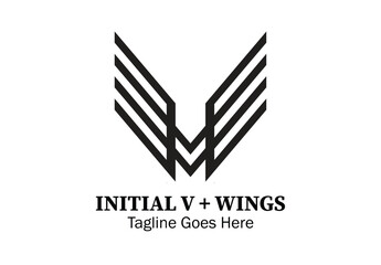 Initial letter V logo with a combination of wings