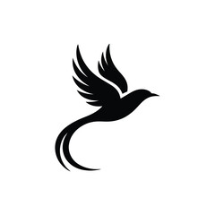 Obraz premium A sleek and minimalist bird silhouette logo in black, perfect for echo-friendl brands, nature-themed businesses, or modern corporate identities. This high-resolution vector illustration features clean