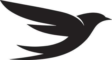 Obraz premium A sleek and minimalist bird silhouette logo in black, perfect for echo-friendl brands, nature-themed businesses, or modern corporate identities. This high-resolution vector illustration features clean