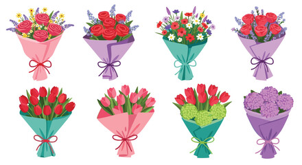 Obraz premium A Charming Collection of Pixel Art Flower Bouquets for Various Celebrations and Occasions