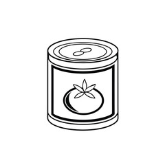 Tomato Can Label Line Art – Black and White Food Outline
