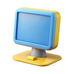 3d cartoon computer monitor isolated on white background