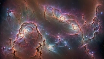 Cosmic Nebula in Deep Space, Colorful Starfield